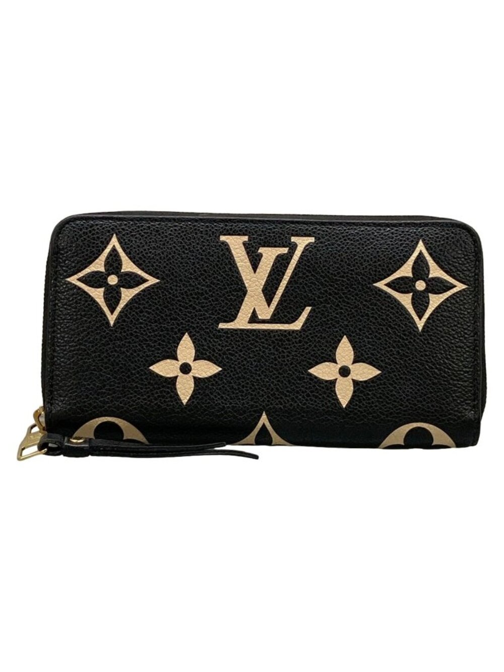 Louis Vuitton Wallet Bicolor Monogram Empreinte Zippy Black Beige Leather